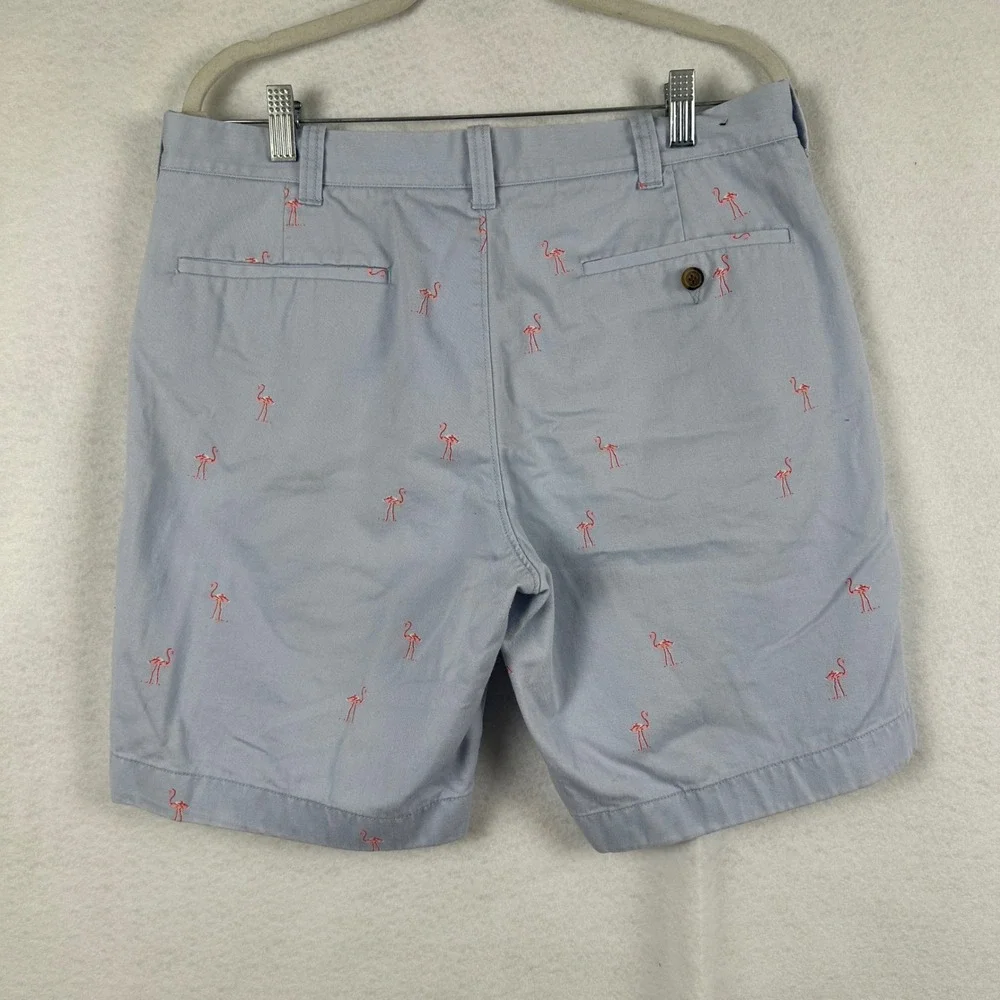 J. Crew Gramercy Shorts Mens 33W Blue‎ Flamingo Print Casual Cotton Summer